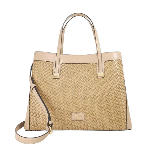 Taupe Print - Front - Dune London Deave Basket Weave Tote Bag