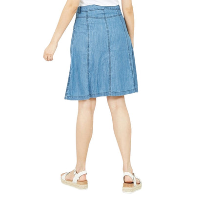 Light Blue - Back - Yumi Womens-Ladies Chambray Regular Midi Skirt