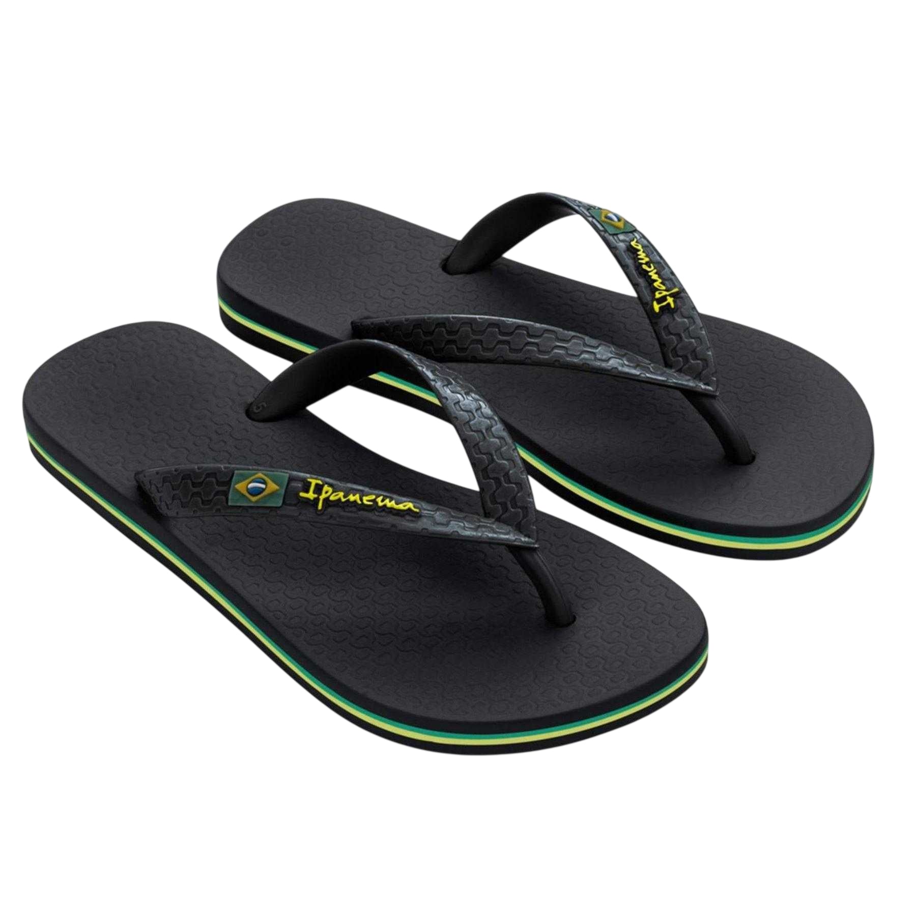 Black - Front - Ipanema Womens-Ladies Brazilian Flag Flat Flip Flops