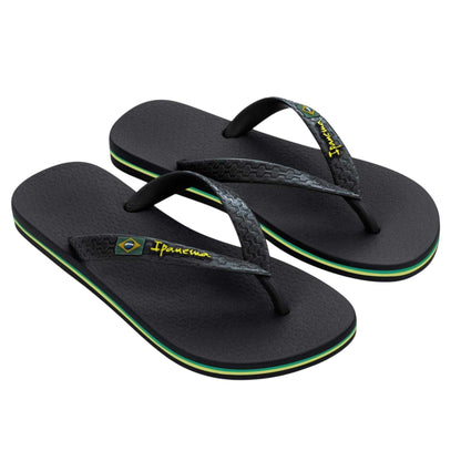 Black - Front - Ipanema Womens-Ladies Brazilian Flag Flat Flip Flops