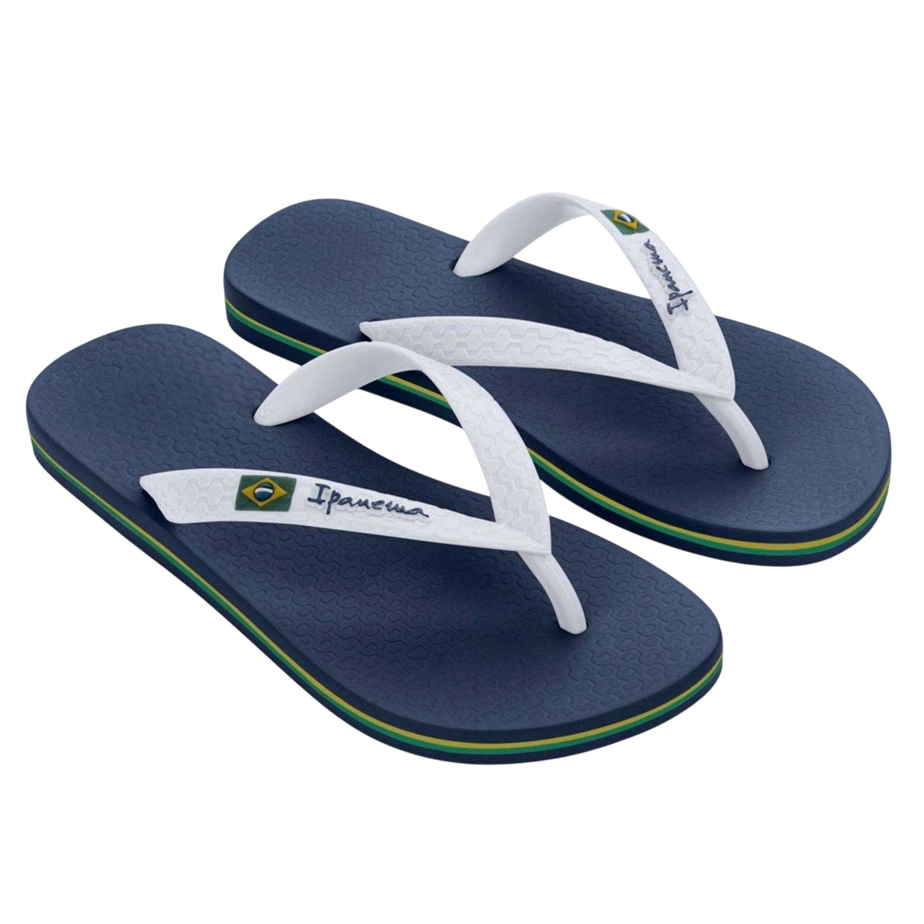 Blue-White - Front - Ipanema Womens-Ladies Brazilian Flag Flat Flip Flops