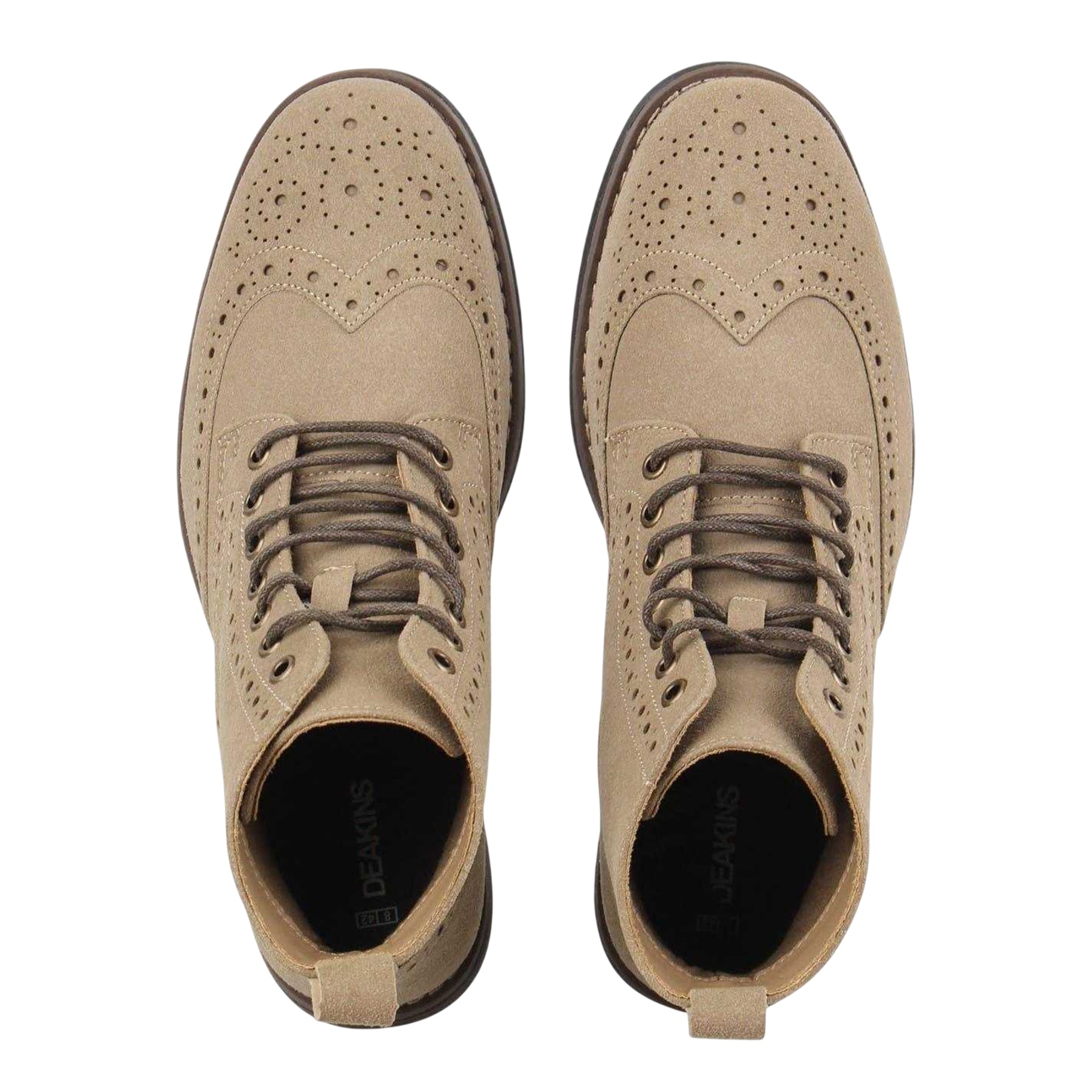Camel - Side - Nicholas Deakins Mens Brogue Detailing Block Heel Boots