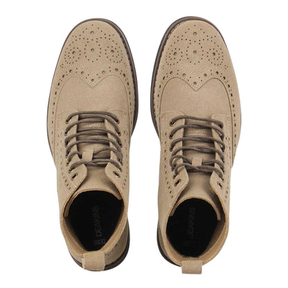 Camel - Side - Nicholas Deakins Mens Brogue Detailing Block Heel Boots