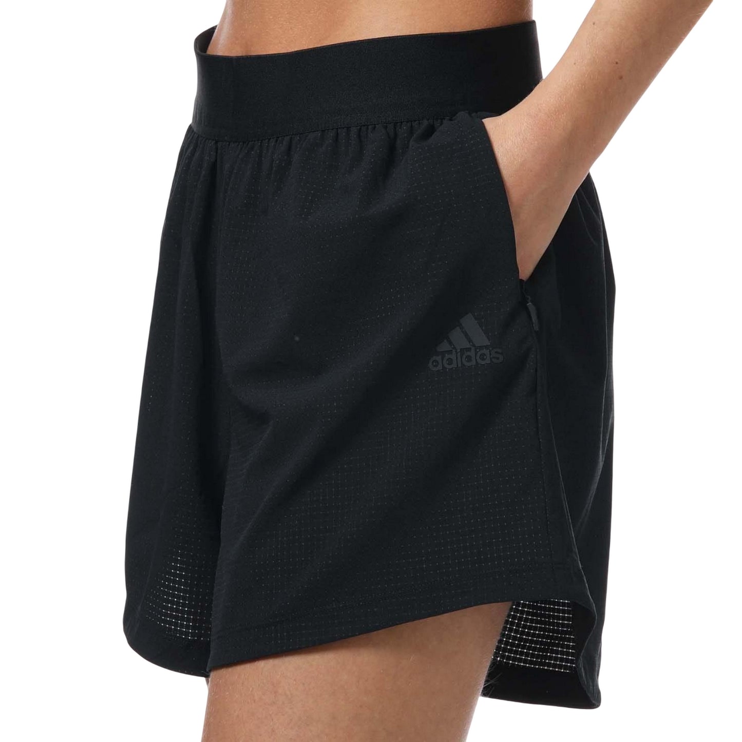 Black - Side - Adidas Womens-Ladies Heat.Rdy Technology Lightweight Training Shorts