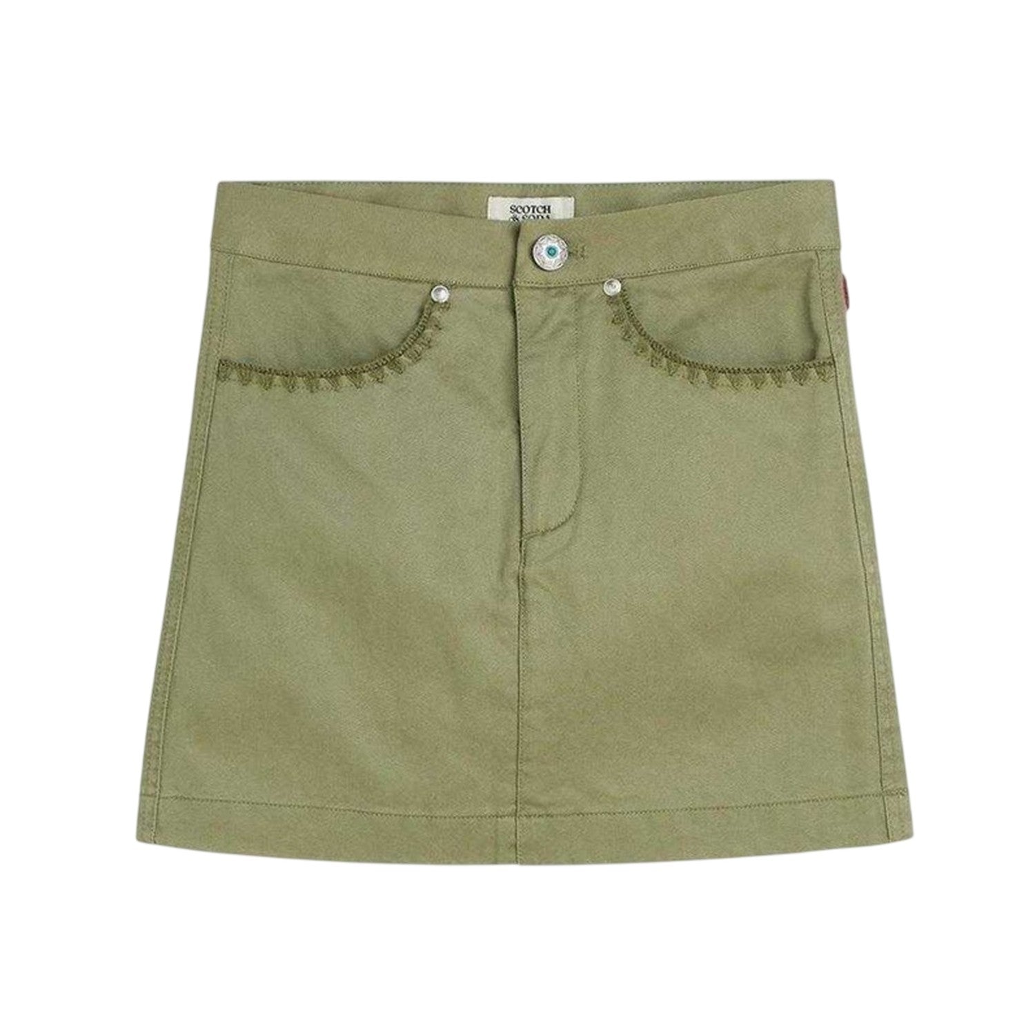 Oil Green - Front - Scotch And Soda Girls Twill Tailored Mini Skirt