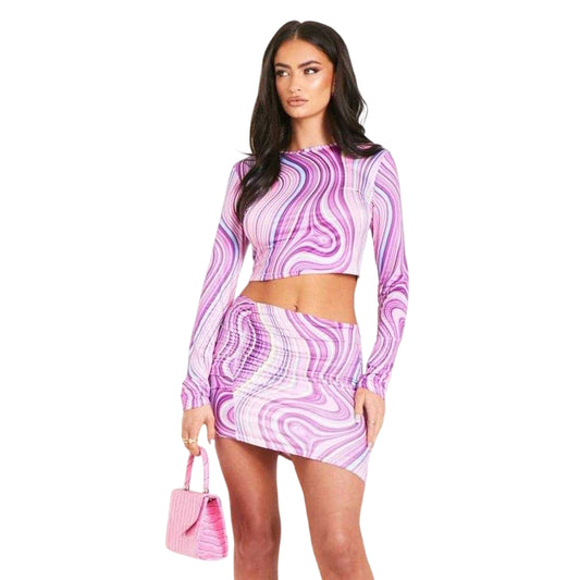 Purple - Front - Missy Empire Womens-Ladies Ruched Mini Skirt