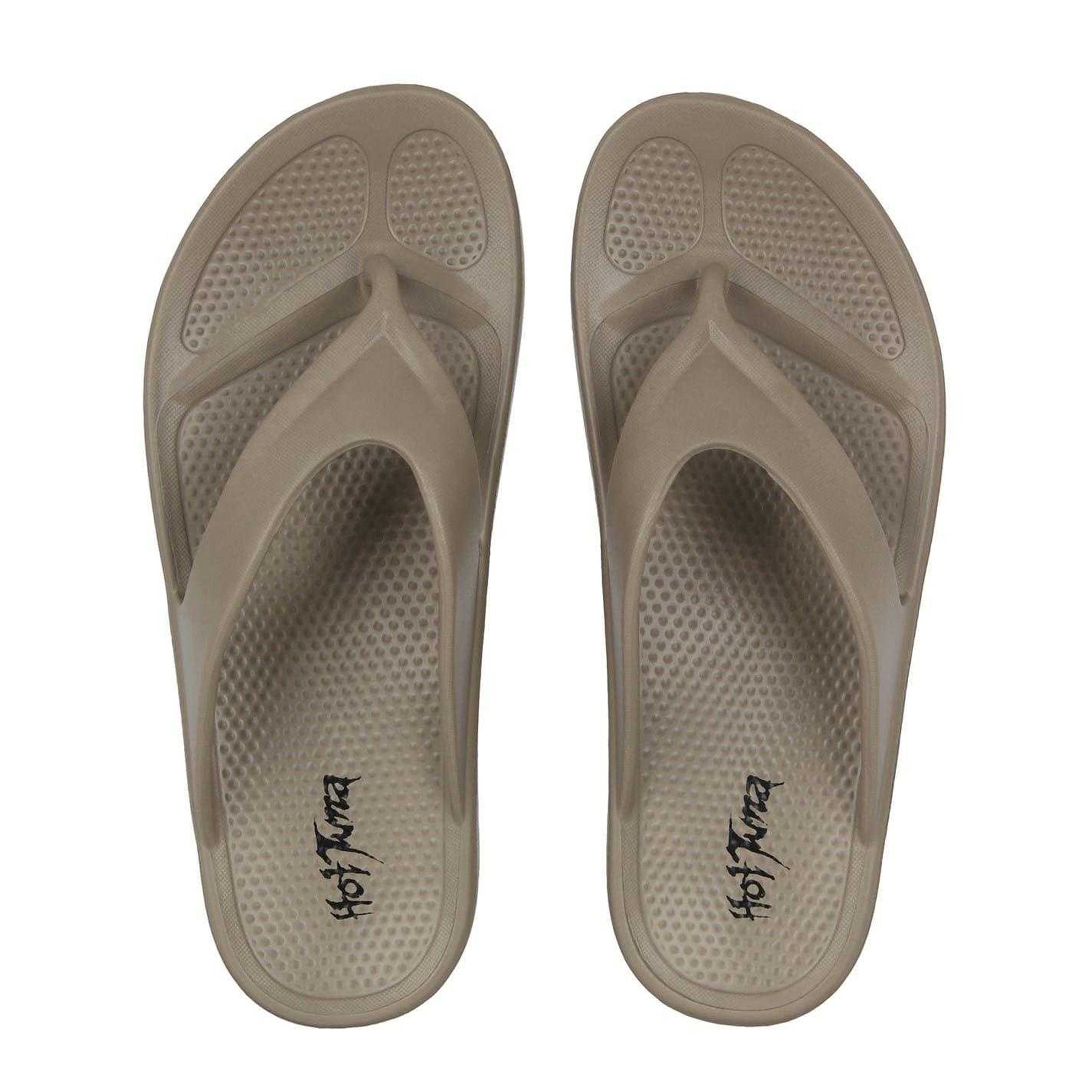 Taupe - Side - Hot Tuna Womens-Ladies EVA Flip Flops