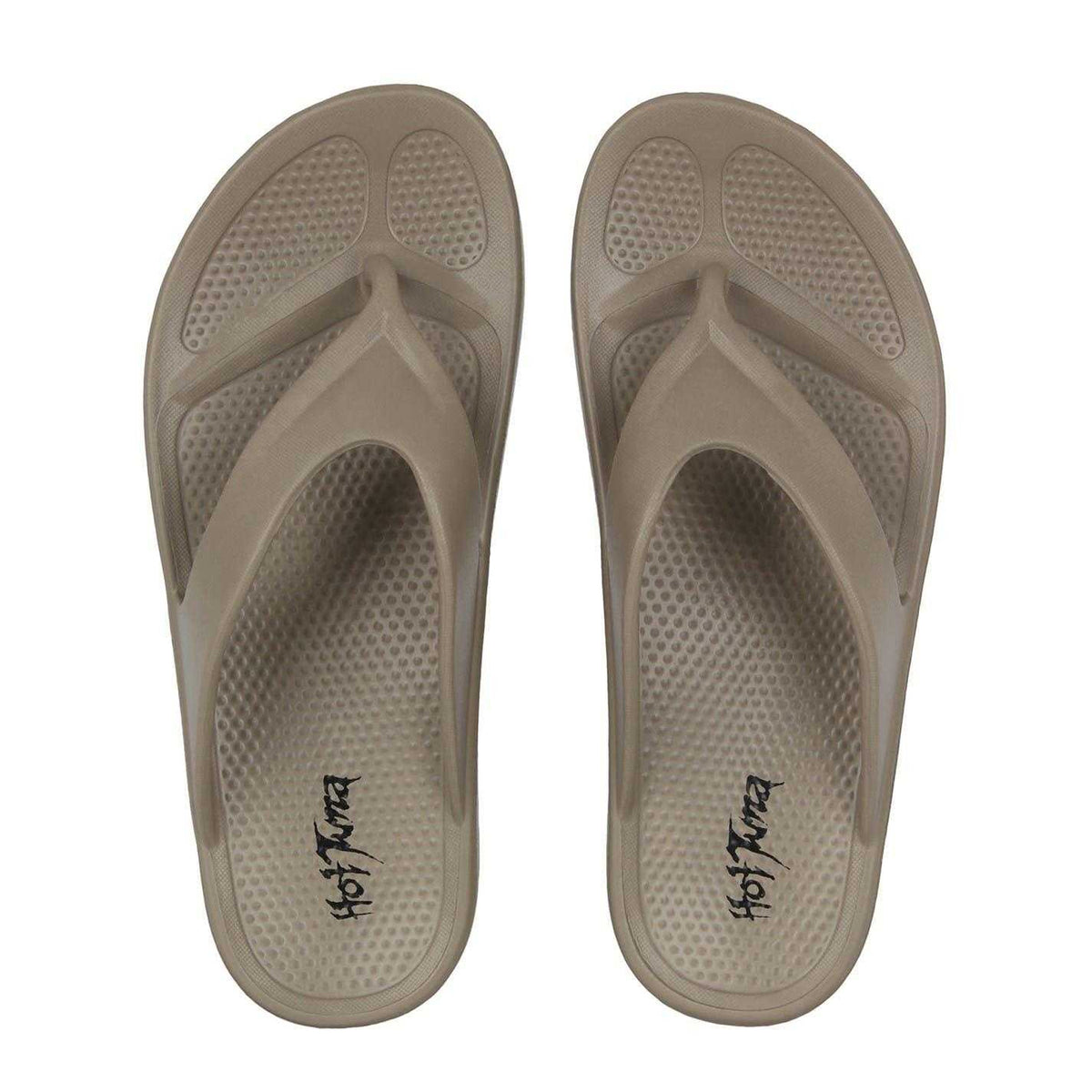 Taupe - Side - Hot Tuna Womens-Ladies EVA Flip Flops