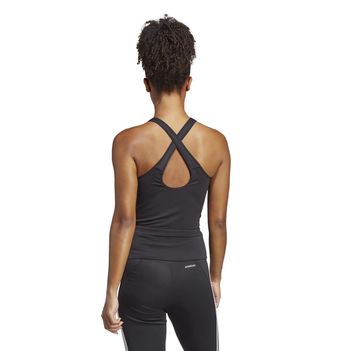 Black - Back - Adidas Womens-Ladies Aeroknit Tank Top