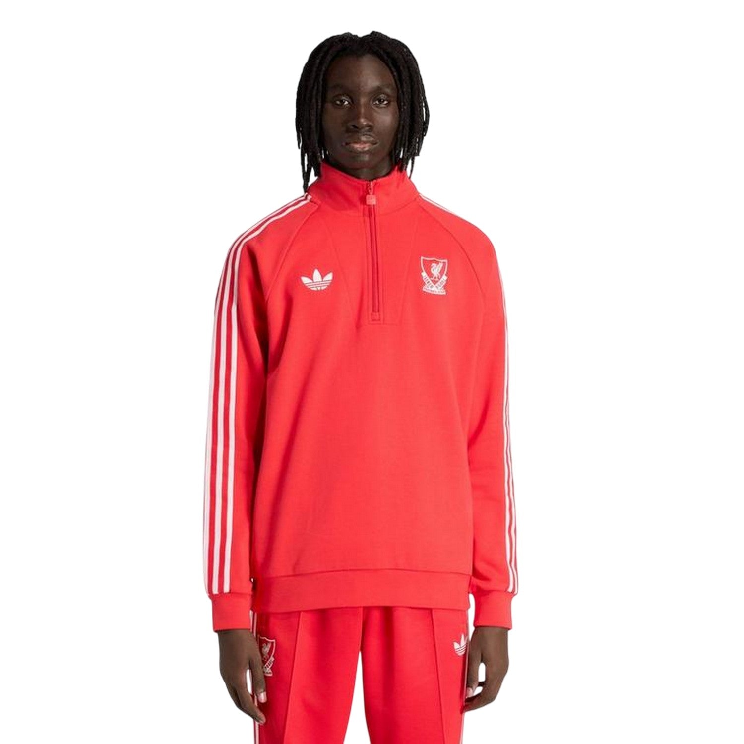 Red-White - Side - Liverpool FC Mens Originals Adidas Half Zip Jumper