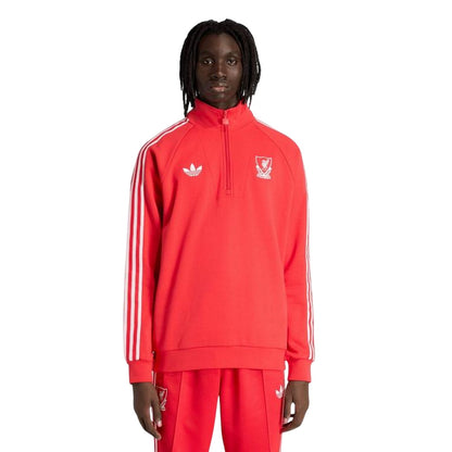 Red-White - Side - Liverpool FC Mens Originals Adidas Half Zip Jumper