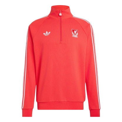 Red-White - Front - Liverpool FC Mens Originals Adidas Half Zip Jumper