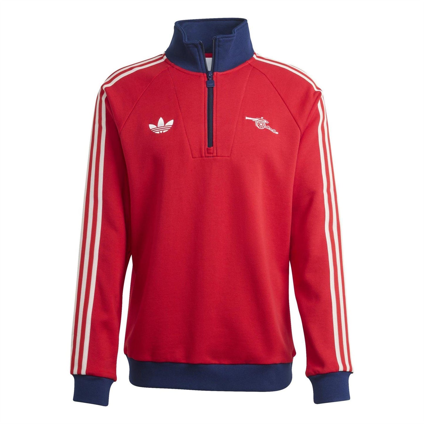 Red-White - Front - Arsenal FC Mens Adidas Half Zip Raglan Jumper
