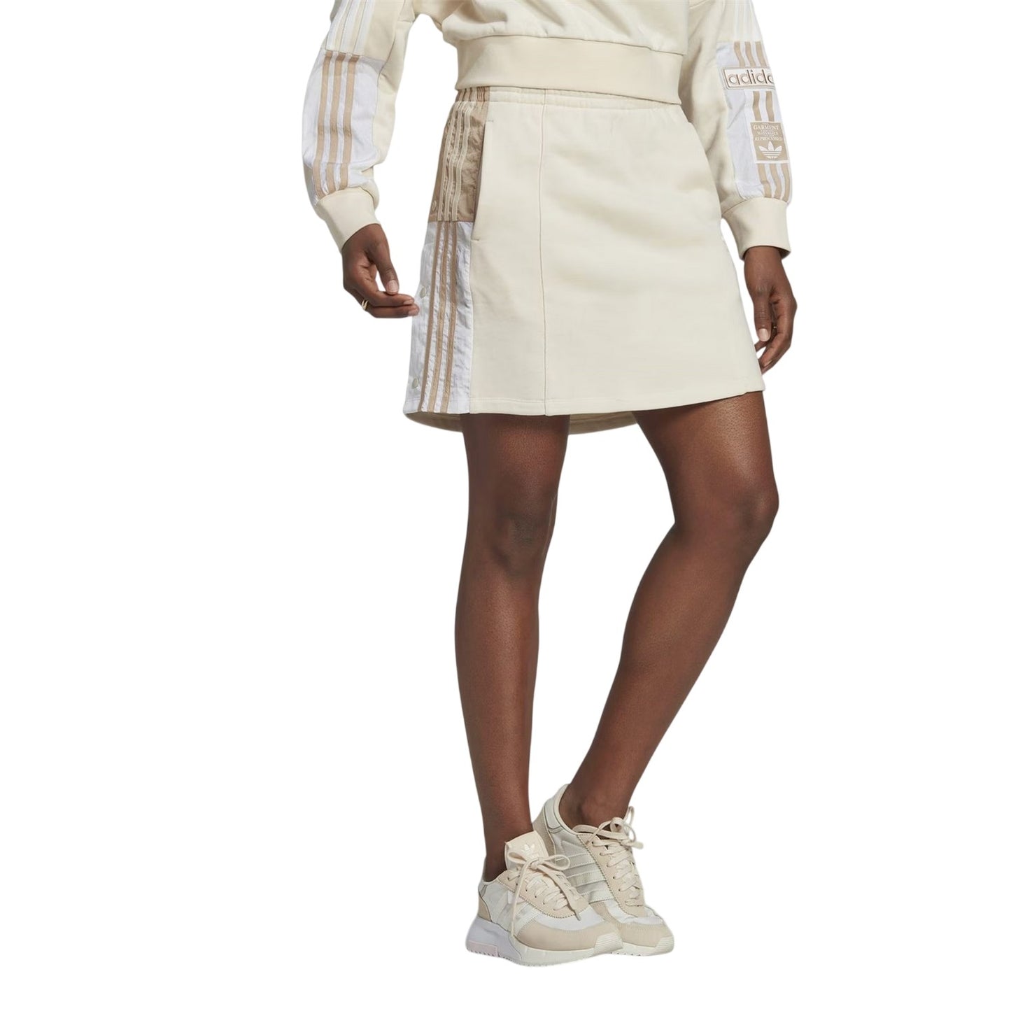 White - Side - Adidas Womens-Ladies Originals Side Stripe Mini Skirt