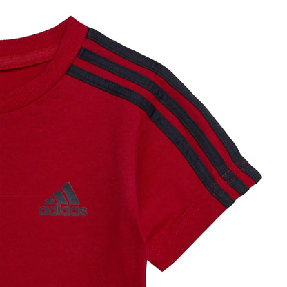 Red-Black - Pack Shot - Adidas Baby Stripe Top & Bottom Set