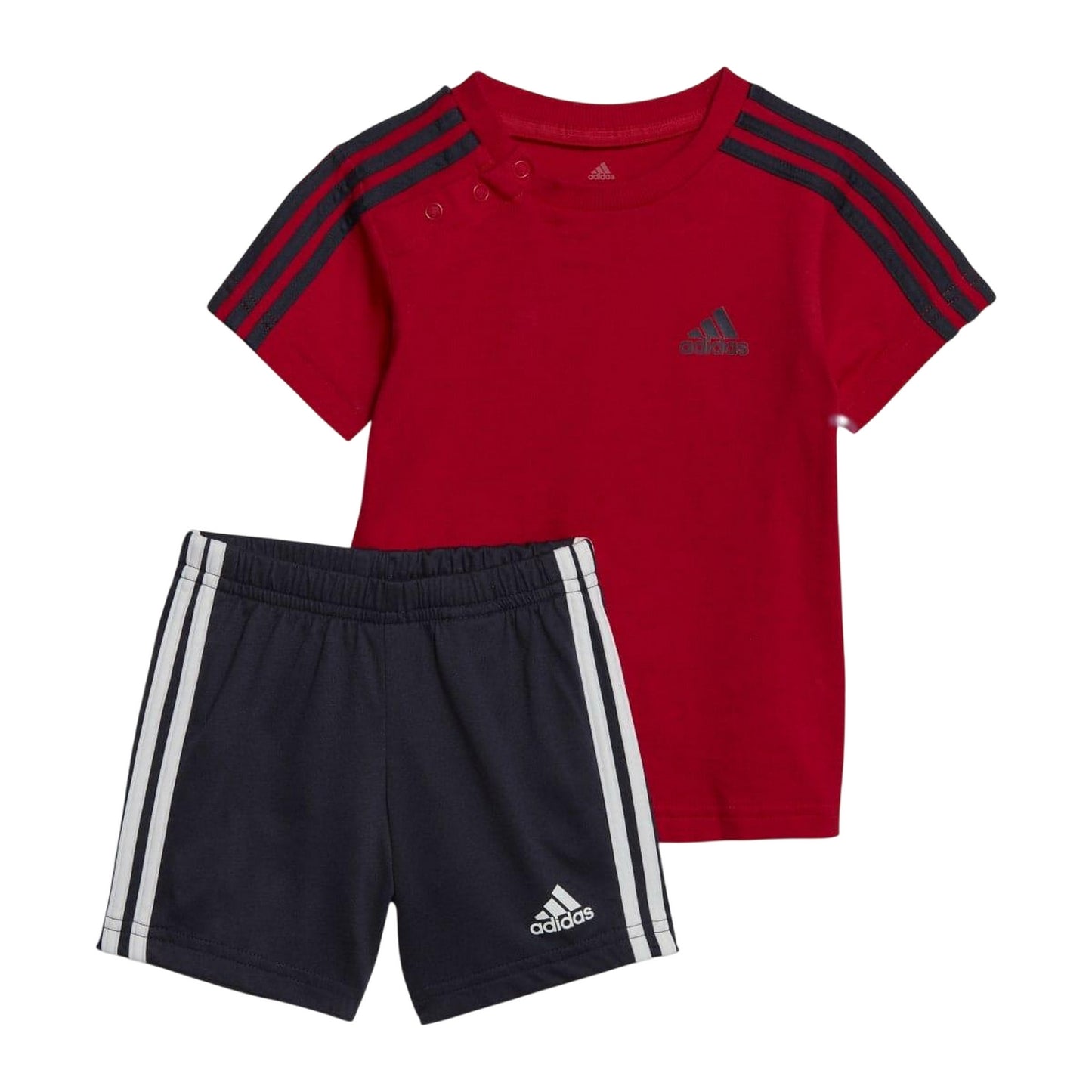 Red-Black - Front - Adidas Baby Stripe Top & Bottom Set
