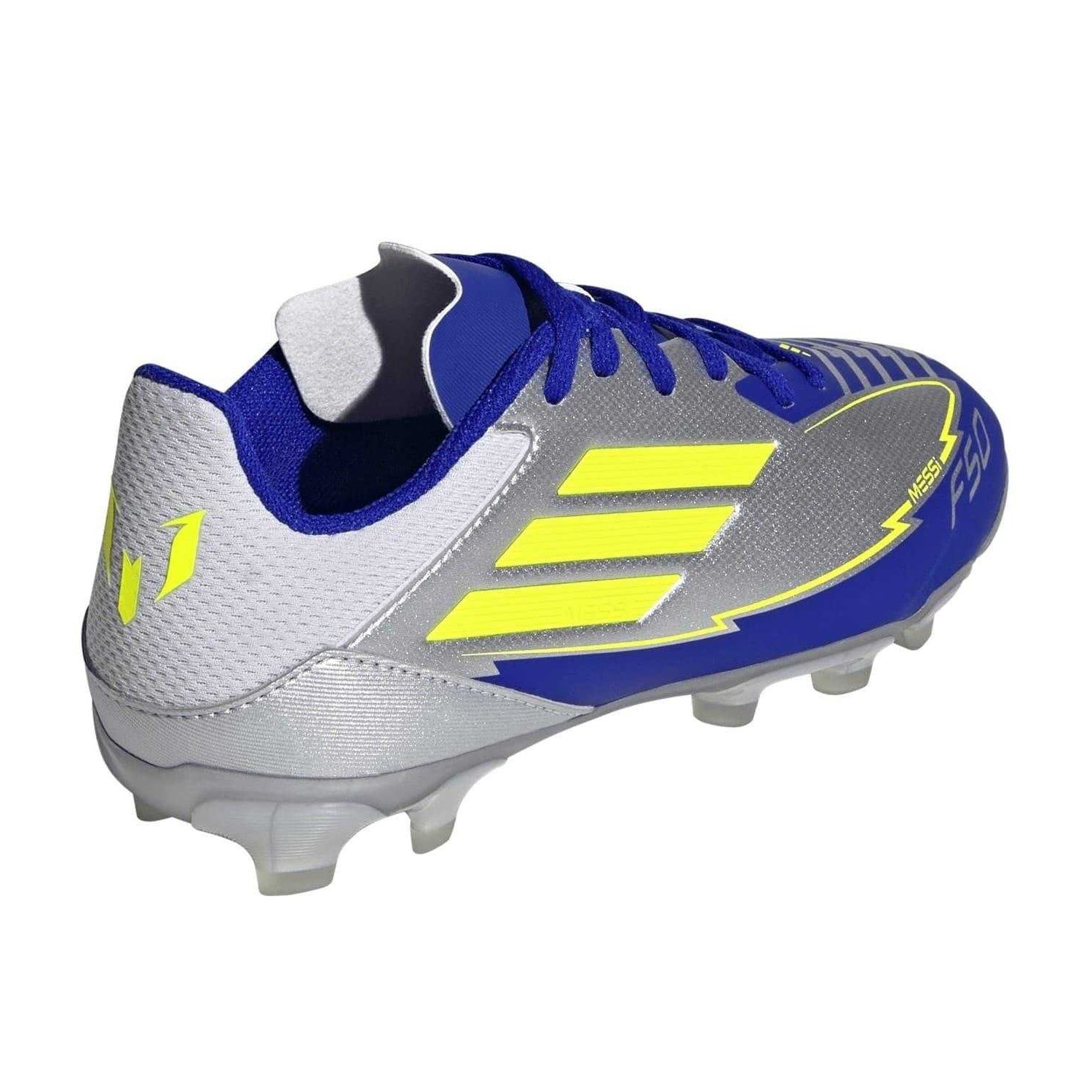 Yellow-Blue - Back - Adidas Childrens-Kids F50 Messi Club Firm Ground Football Boots