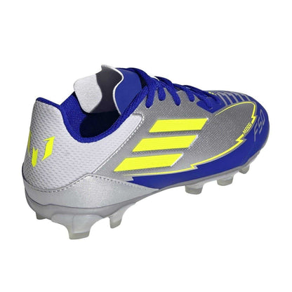 Yellow-Blue - Back - Adidas Childrens-Kids F50 Messi Club Firm Ground Football Boots