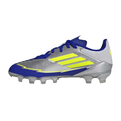 Yellow-Blue - Side - Adidas Childrens-Kids F50 Messi Club Firm Ground Football Boots