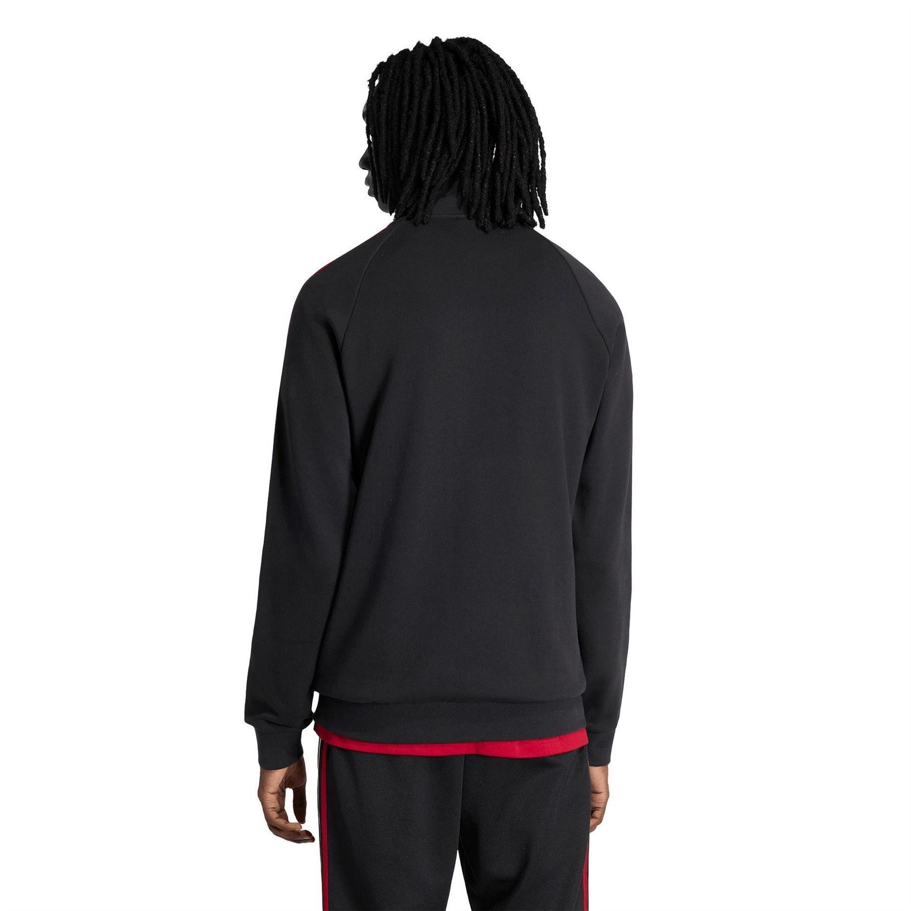 Black-White - Back - Manchester United FC Mens Originals Adidas Half Zip Jumper