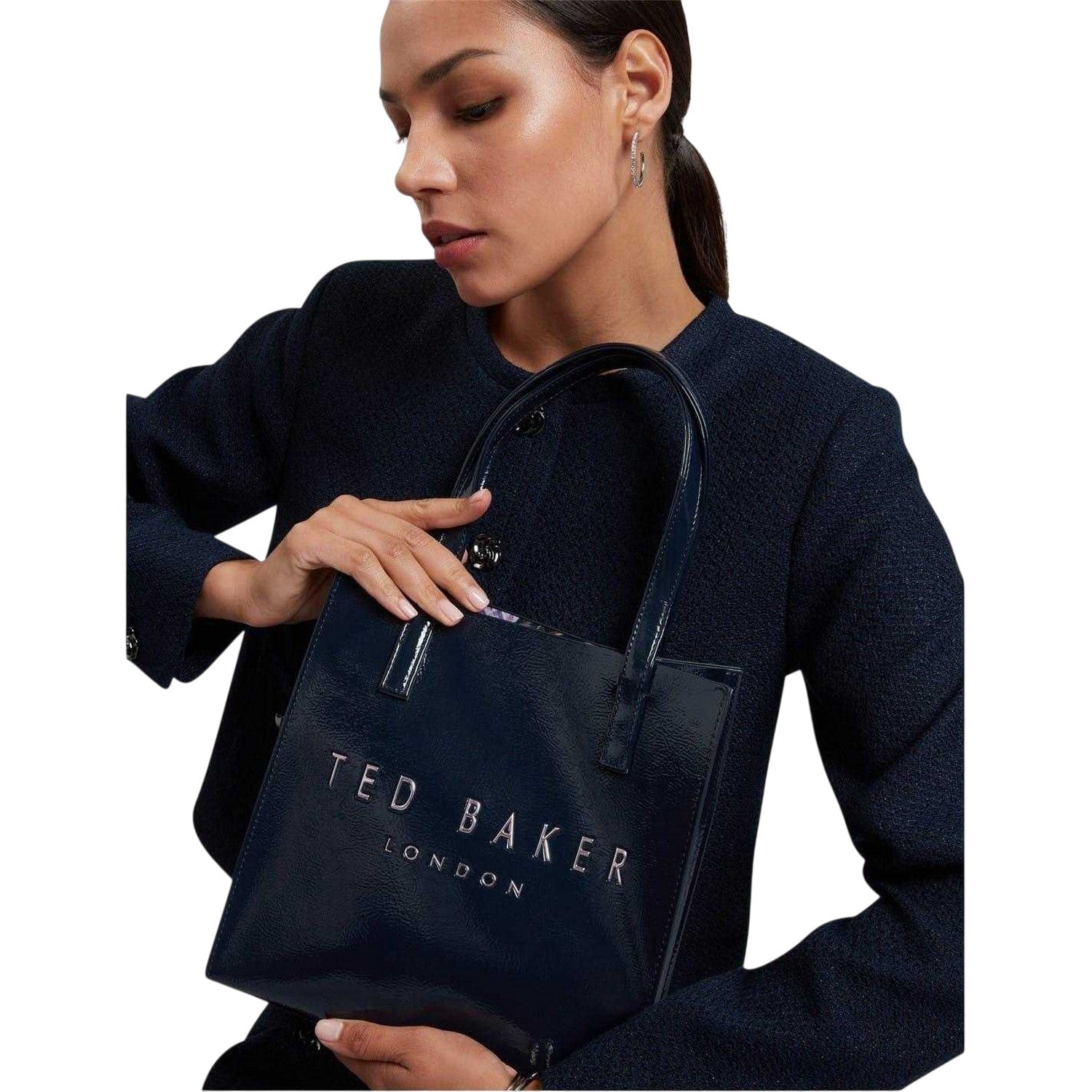 Navy - Side - Ted Baker Womens-Ladies Crink Icon Tote Bag