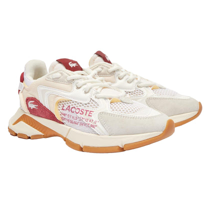 White-Red - Front - Lacoste Unisex Adult L003 Neo Leather Trainers