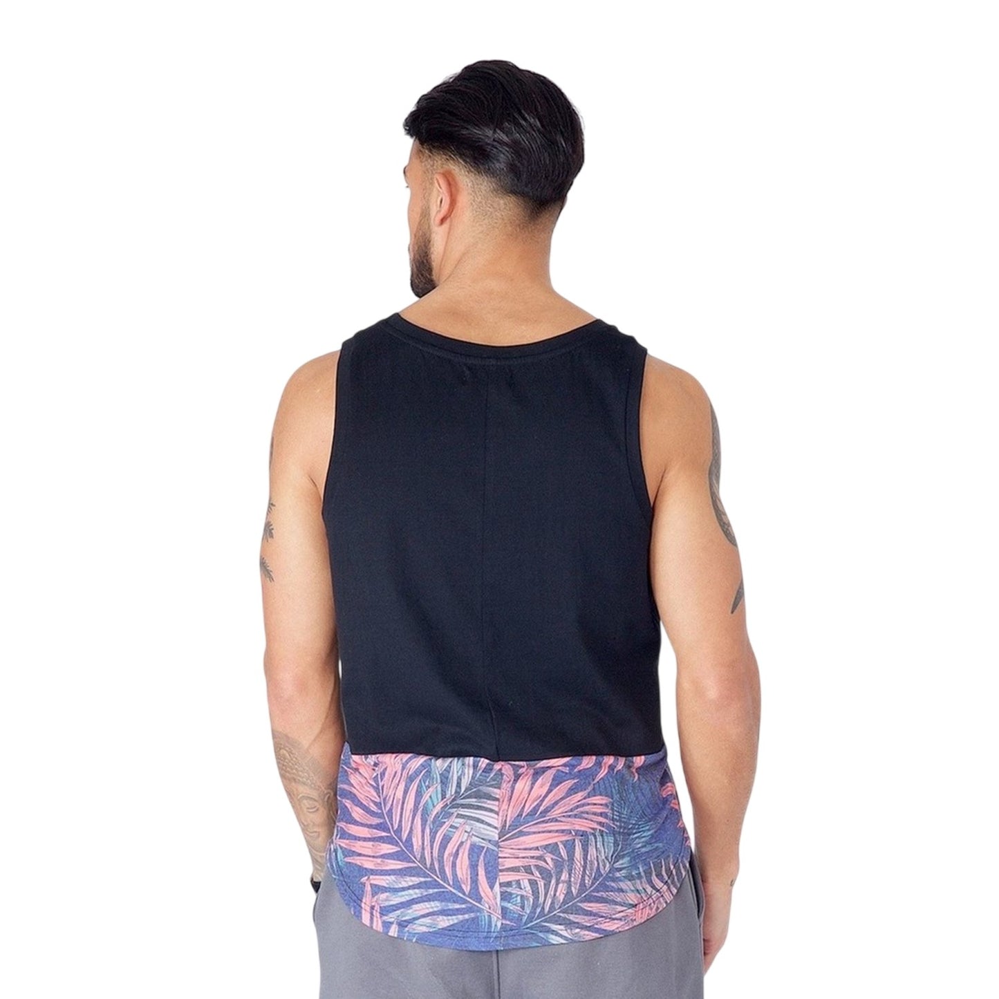 Black - Back - Influence Mens Colour Block Regular Tank Top