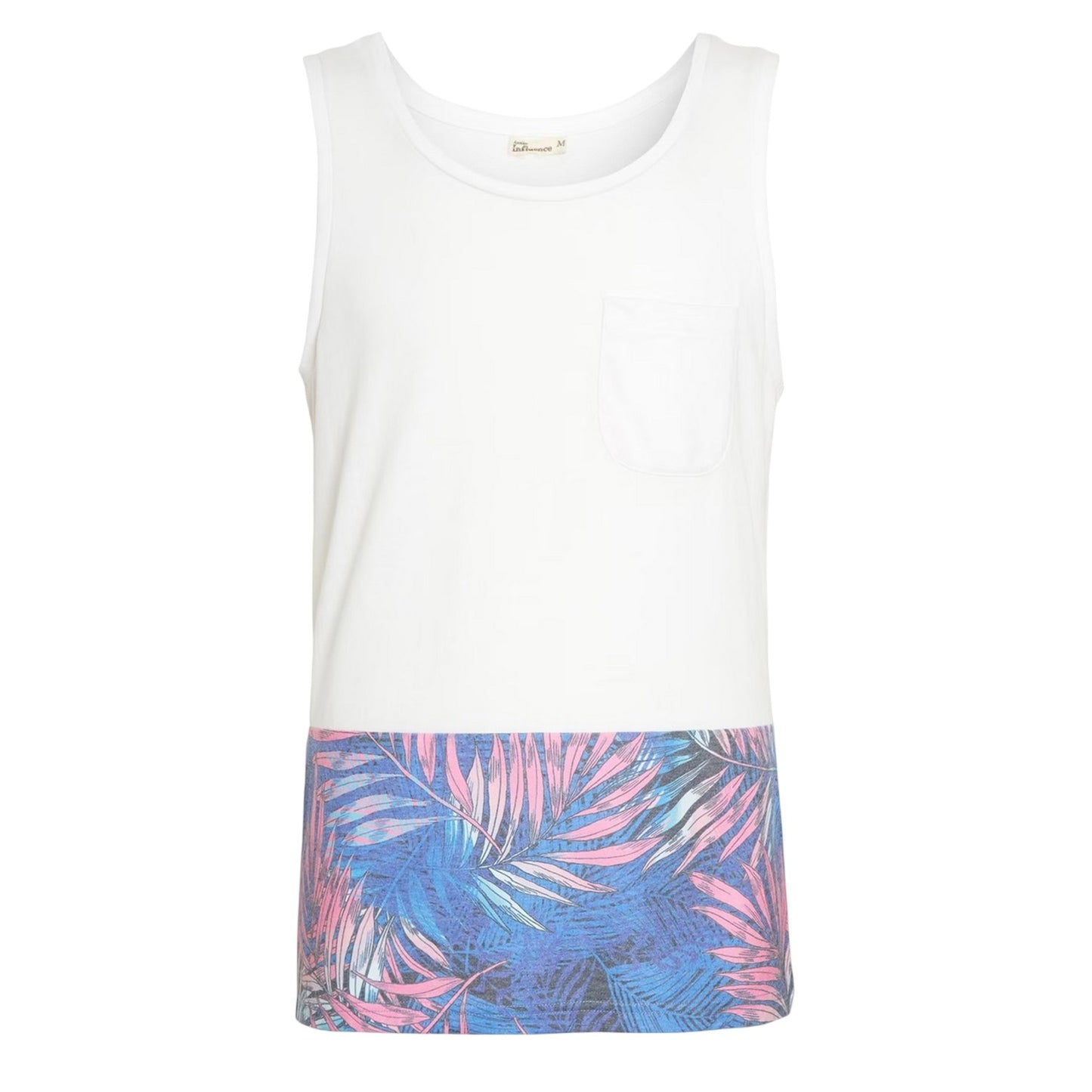 White - Front - Influence Mens Colour Block Regular Tank Top
