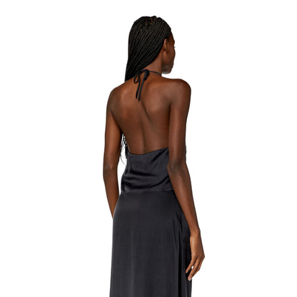 Jet Black - Back - Diesel Womens-Ladies Halter Neck Relaxed Fit Tank Top