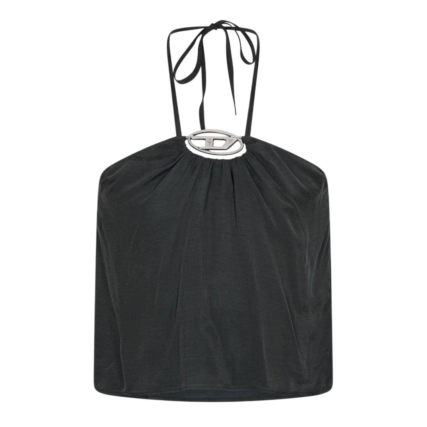 Jet Black - Front - Diesel Womens-Ladies Halter Neck Relaxed Fit Tank Top