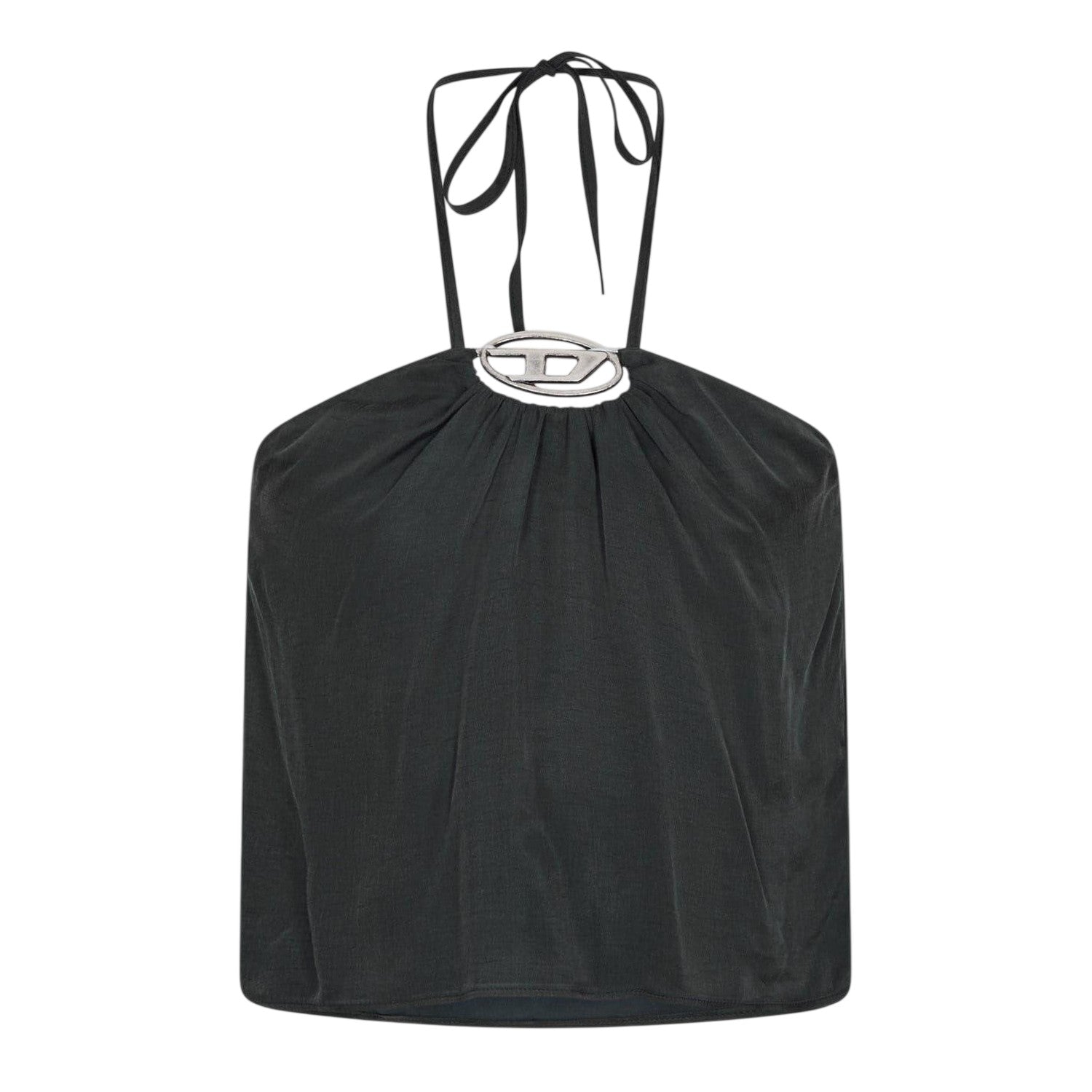 Jet Black - Front - Diesel Womens-Ladies Halter Neck Relaxed Fit Tank Top