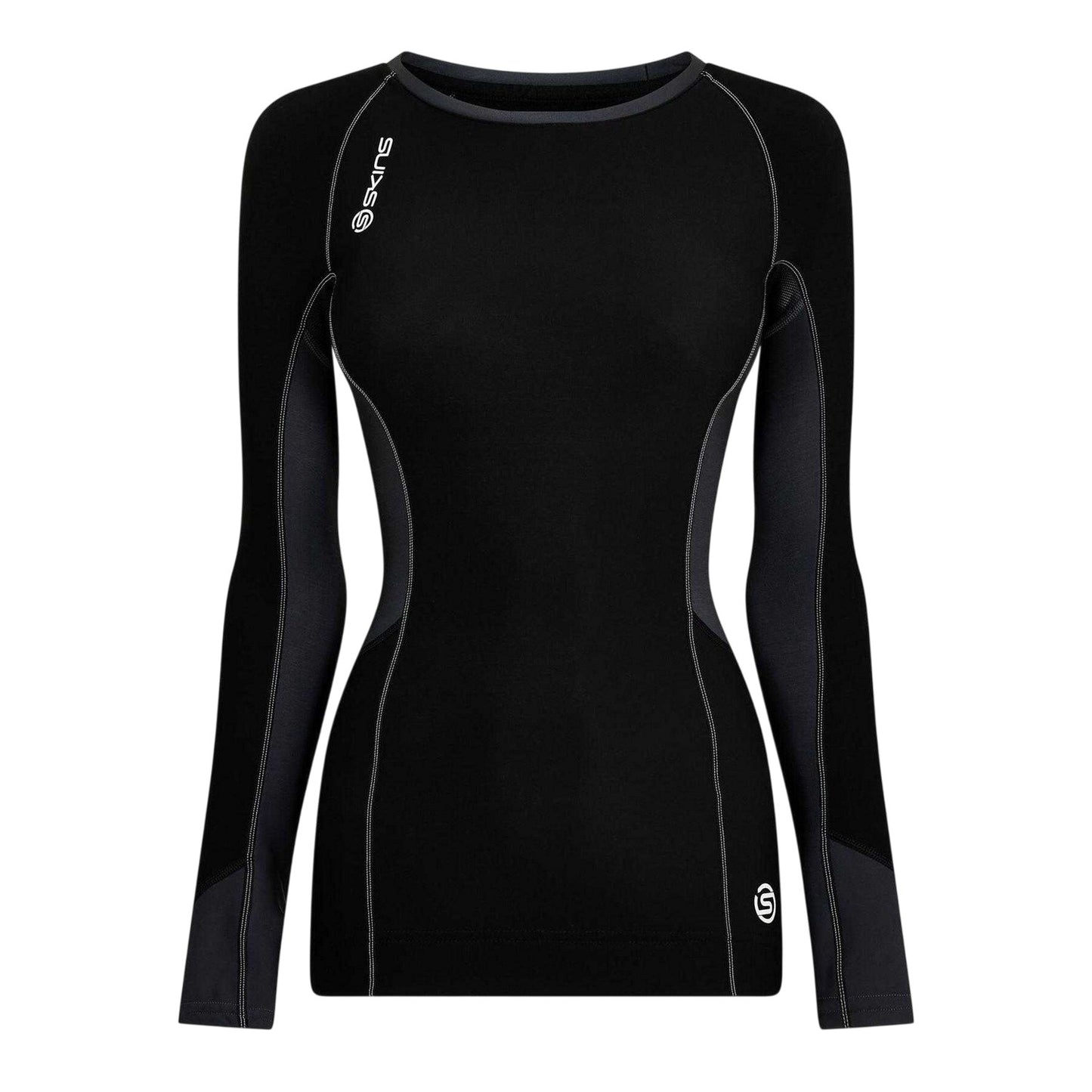 Black - Front - Skins Womens-Ladies Fitted Long-Sleeved Gym Thermal Top
