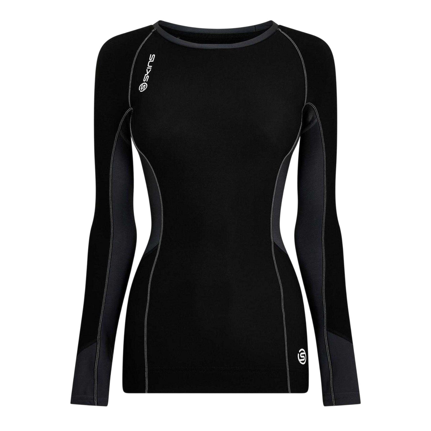 Black - Front - Skins Womens-Ladies Fitted Long-Sleeved Gym Thermal Top