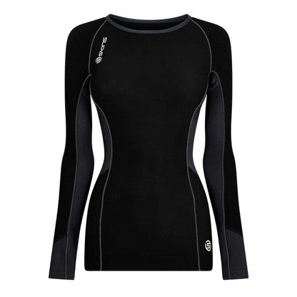Black - Front - Skins Womens-Ladies Fitted Long-Sleeved Gym Thermal Top