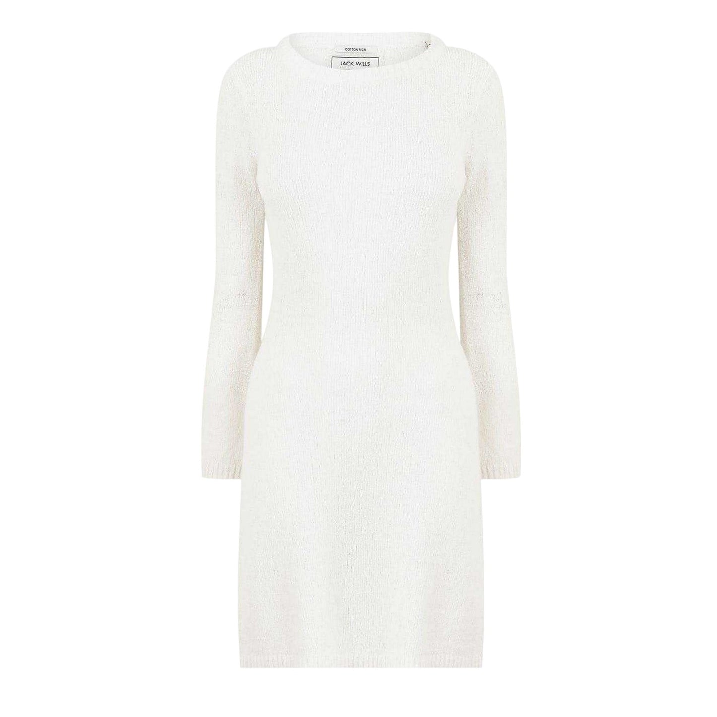 Vintage White - Front - Jack Wills Womens-Ladies Knitted Bell Sleeve Sweater Dress