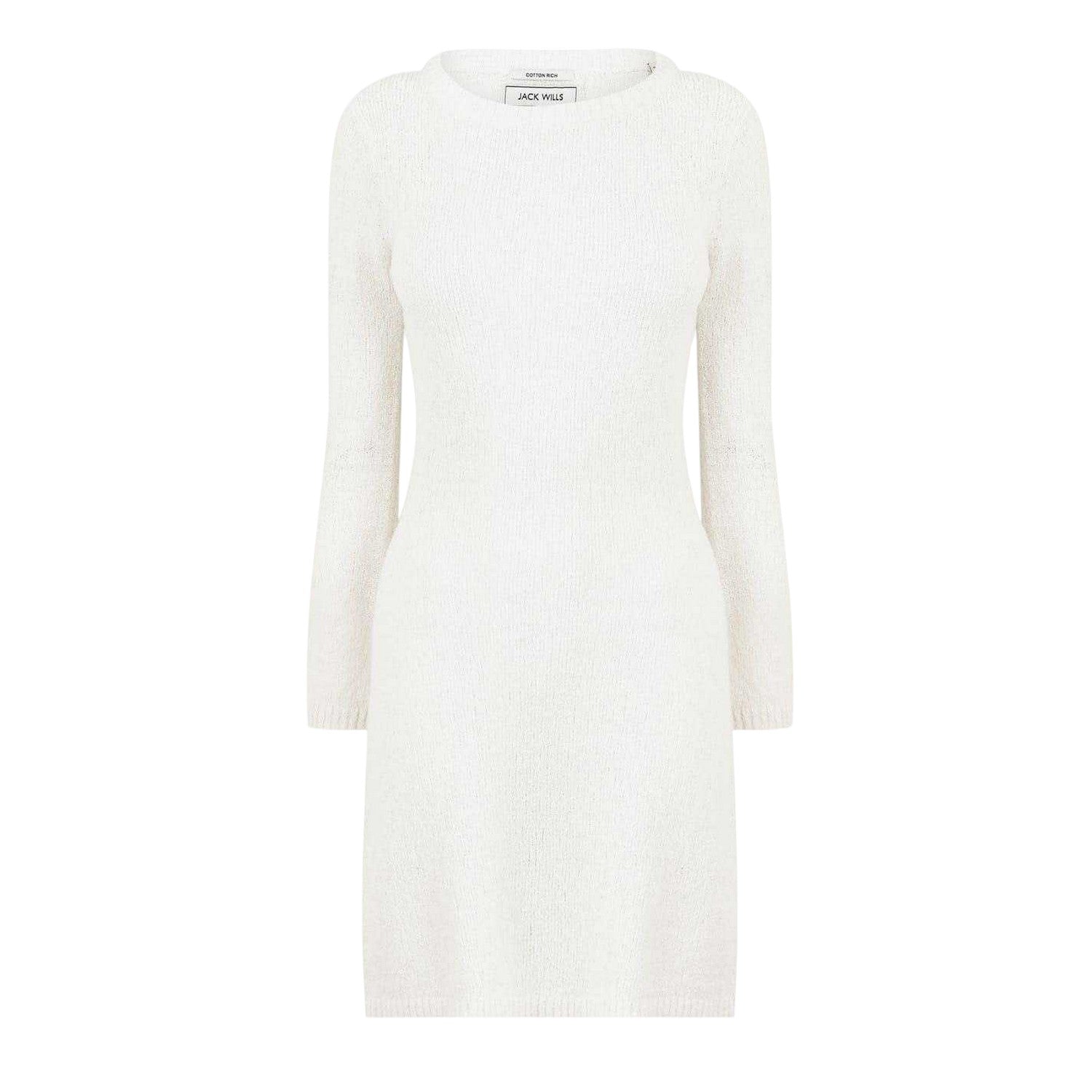 Vintage White - Front - Jack Wills Womens-Ladies Knitted Bell Sleeve Sweater Dress