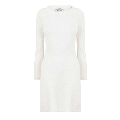 Vintage White - Front - Jack Wills Womens-Ladies Knitted Bell Sleeve Sweater Dress