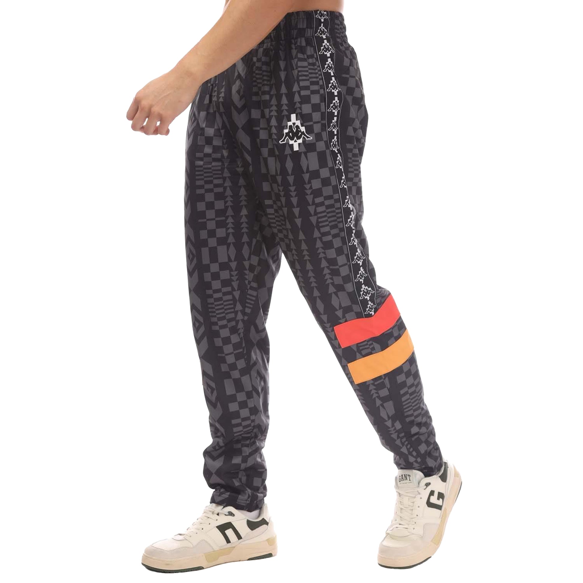 Black - Front - Marcelo Burlon Mens Folk Kappa All-Over Print Tracksuit Bottoms