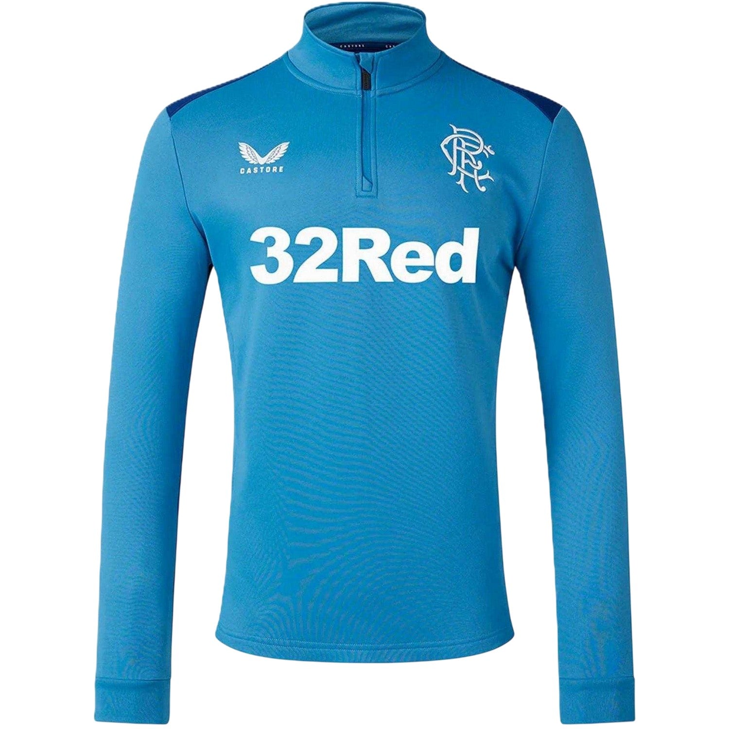 Blue-Deep Blue - Front - Castore Mens Rangers FC Quarter Zip Training Fleece Top
