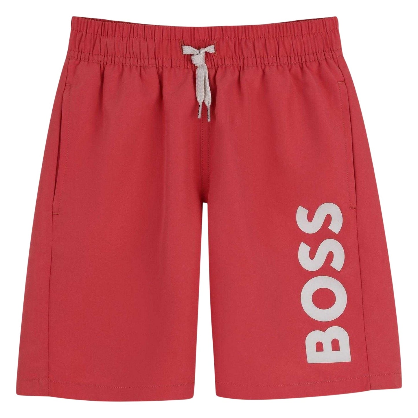 Raspberry - Front - Boss Childrens-Kids Logo Swim Shorts