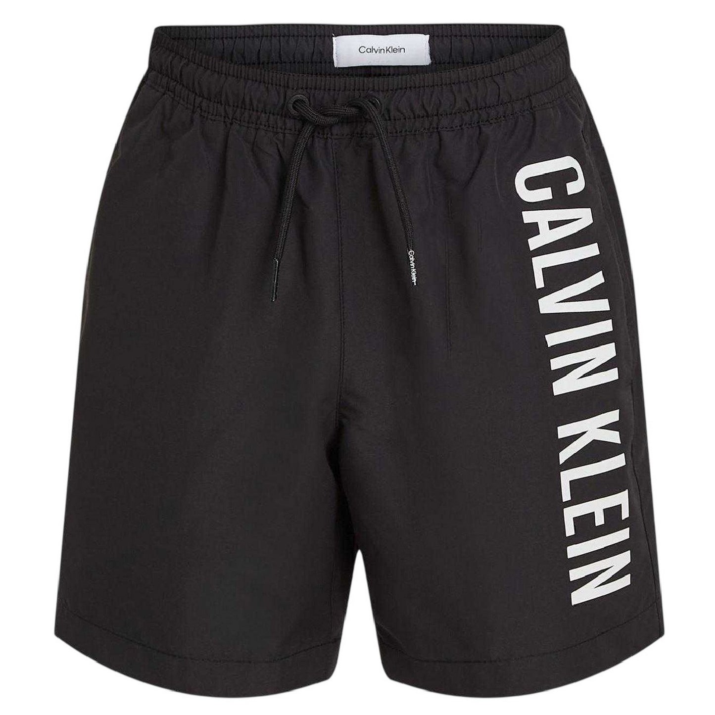 Black - Front - Calvin Klein Boys Logo Swim Shorts