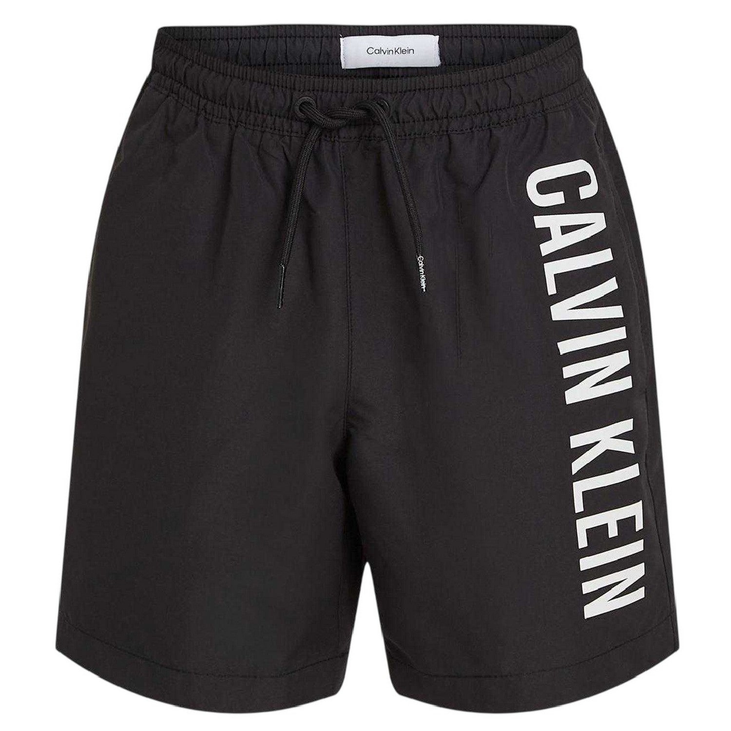 Black - Front - Calvin Klein Boys Logo Swim Shorts