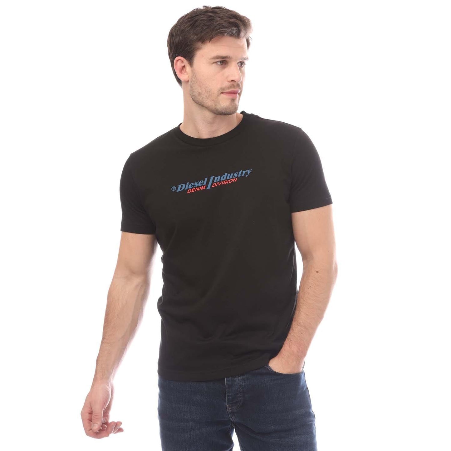 Black - Side - Diesel Mens T Diegor Slim T-Shirt