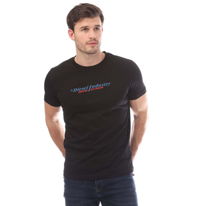 Black - Front - Diesel Mens T Diegor Slim T-Shirt