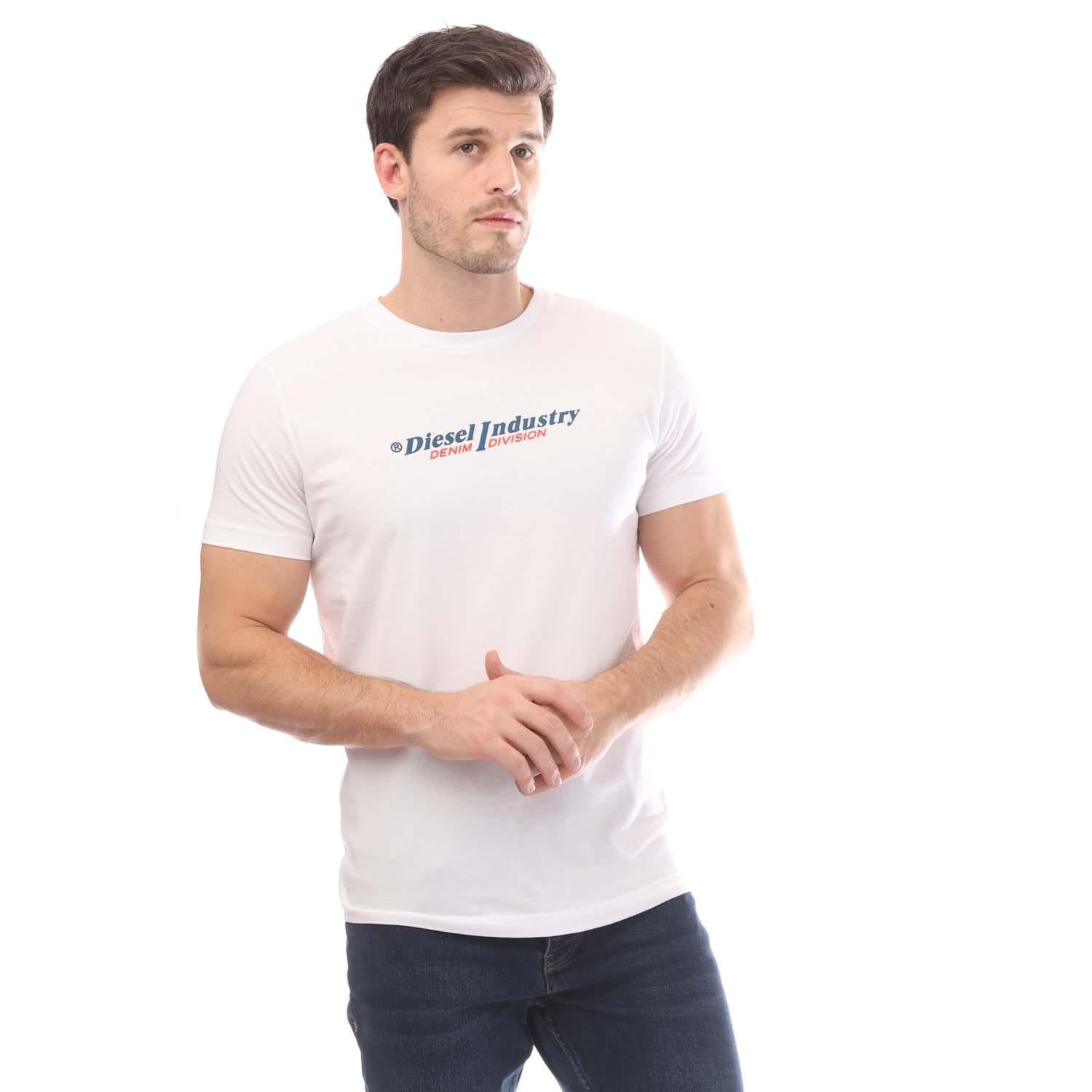 White - Side - Diesel Mens T Diegor Slim T-Shirt