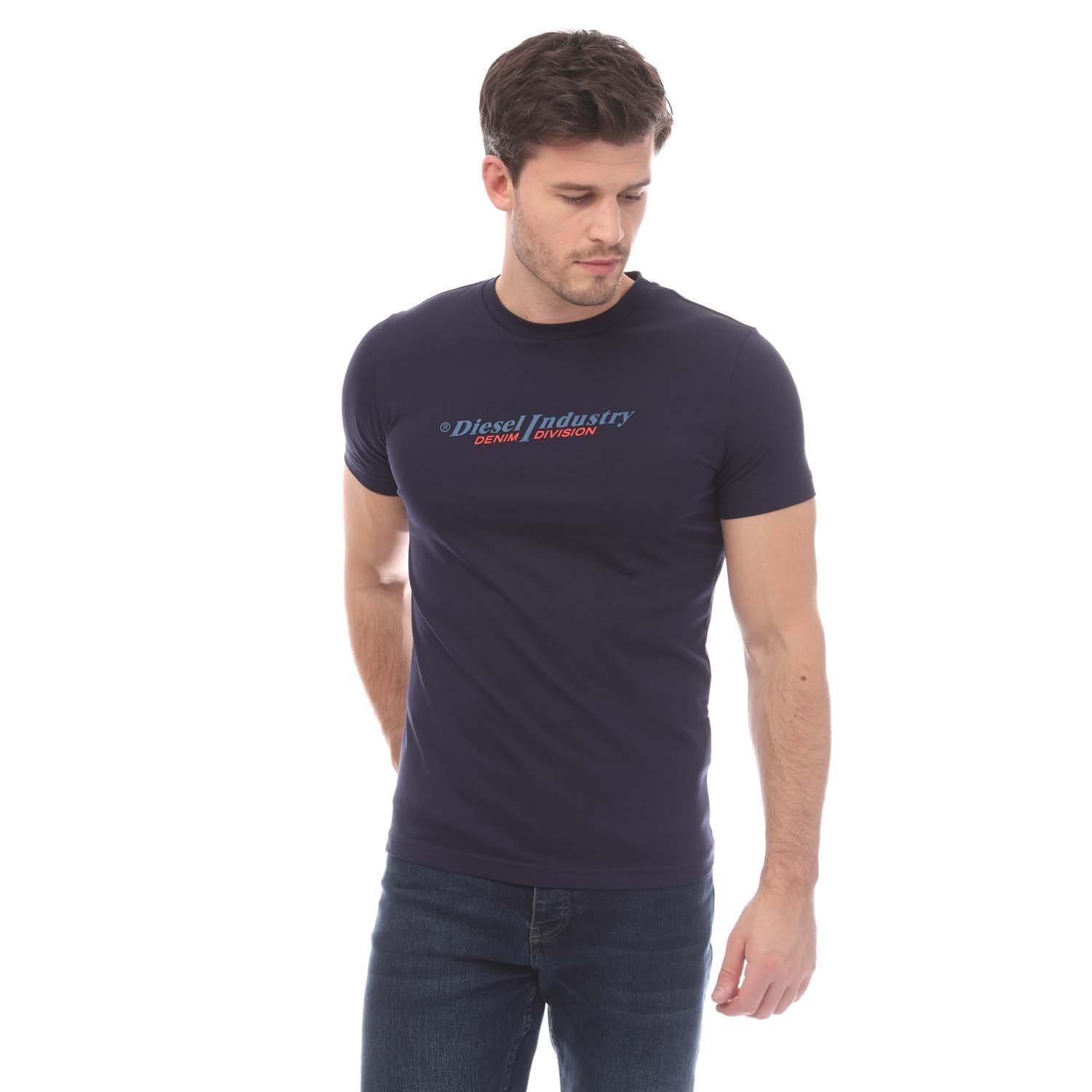 Navy - Side - Diesel Mens T Diegor Slim T-Shirt