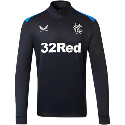 Peacoat Navy - Front - Castore Mens Rangers FC Quarter Zip Tailored Training Fleece Top