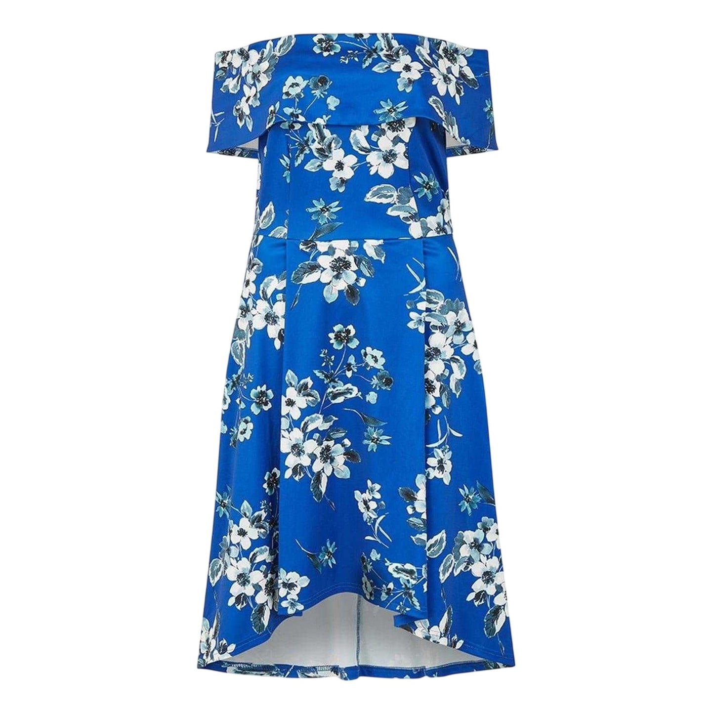 Blue - Front - Mela London Womens-Ladies Floral Off Shoulder Midi Dress