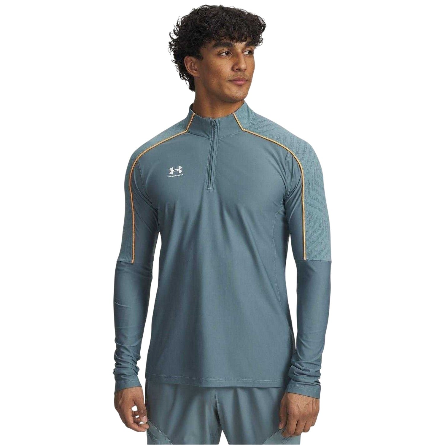 Grey-Orange - Front - Under Armour Mens Challenger Pro Quarter Zip Midlayer