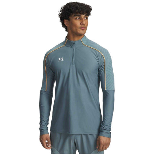 Grey-Orange - Front - Under Armour Mens Challenger Pro Quarter Zip Midlayer
